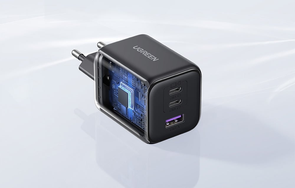 UGREEN 2xUSB-C + USB 45W X527 GaN töltő (fekete) 5