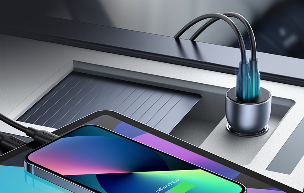 Ugreen CD213 autós töltő, 2x USB-C, 36W, szürke 3