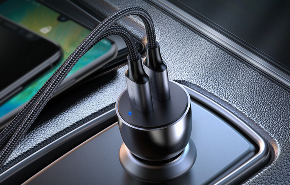 Ugreen CD213 autós töltő, 2x USB-C, 36W, szürke 5