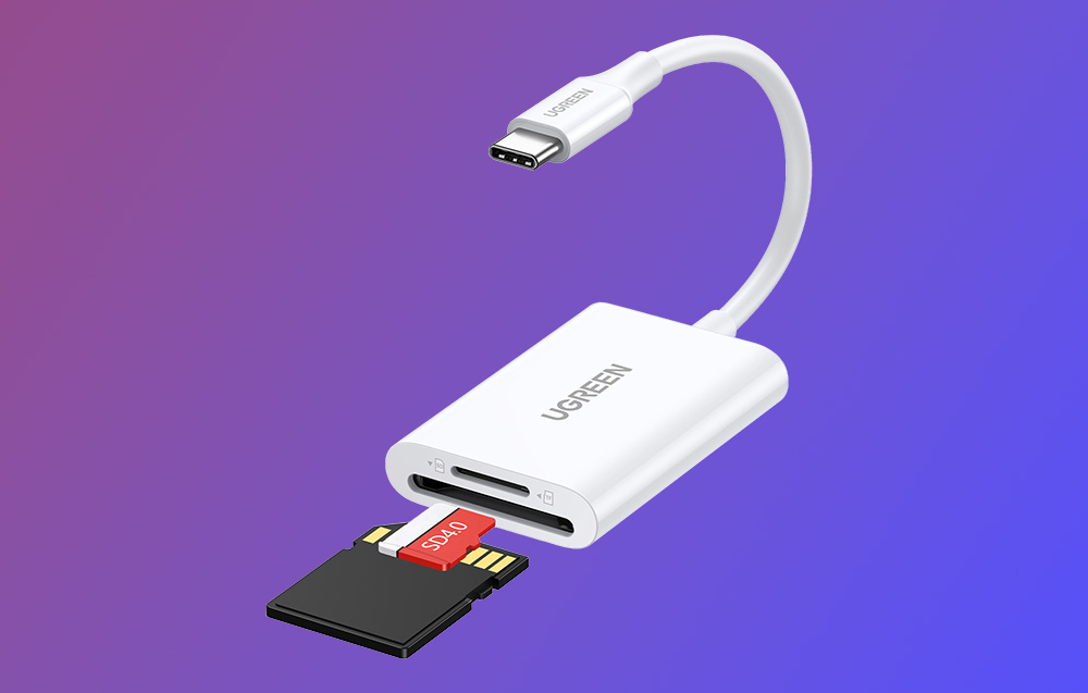 Ugreen CM265 kártyaolvasó, 2:1, USB-C, fehér 3
