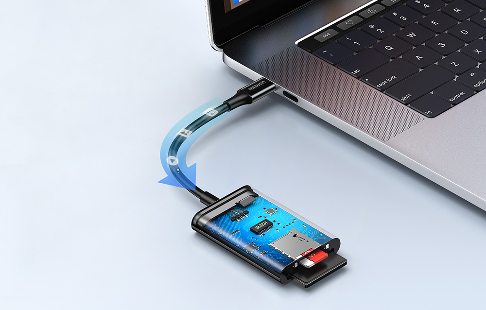 Ugreen CM265 kártyaolvasó, 2:1, USB-C, fekete 2