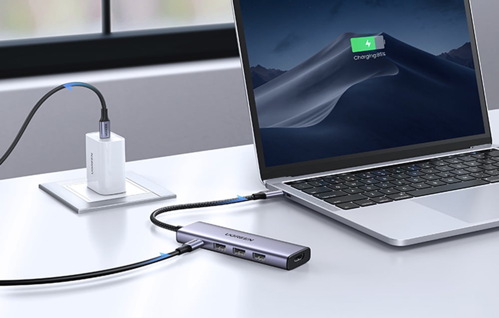 Ugreen CM511 USB-C Hub, HDMI 4K 60Hz, 3x USB 3.0 5Gbps, PD 100W, ezüst 1