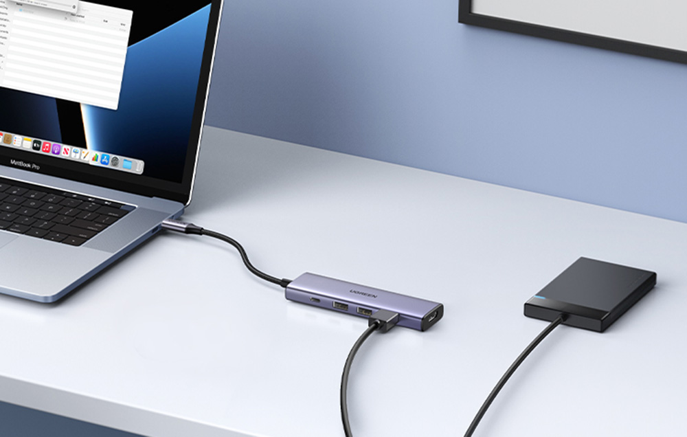 Ugreen CM511 USB-C Hub, HDMI 4K 60Hz, 3x USB 3.0 5Gbps, PD 100W, ezüst 4