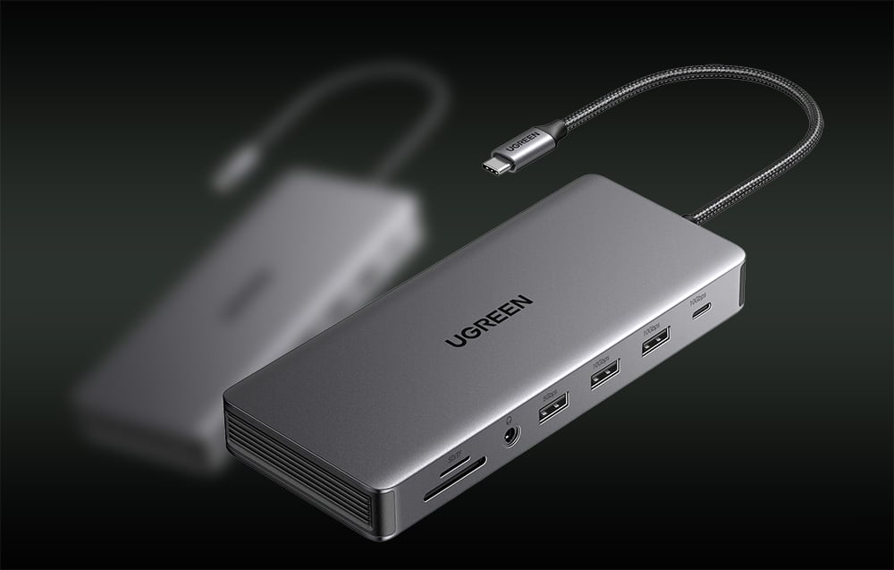 Ugreen CM681, 4x USB, 2x HDMI, DisplayPort, RJ45, SD/TF, AUX, PD 100W, szürke 1