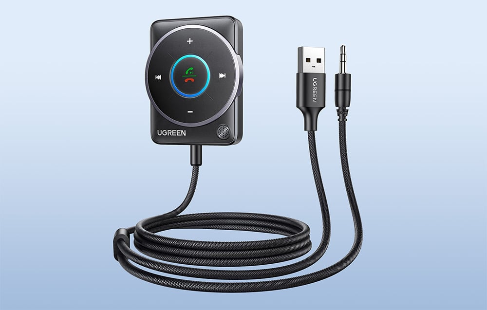 Ugreen CM723 Bluetooth 5.4 adapter, USB, 3.5mm mini jack, beépített mikrofon, fekete 5