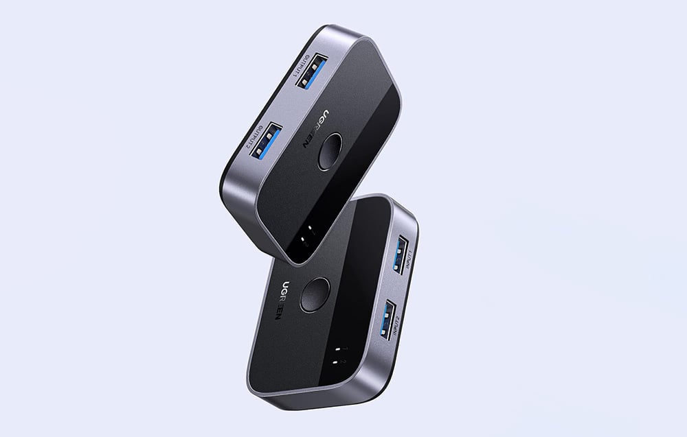 Ugreen CM757 switch, USB 3.0, 5 Gbps, 2×2, 2x USB kábel 1,5 m, fekete 1