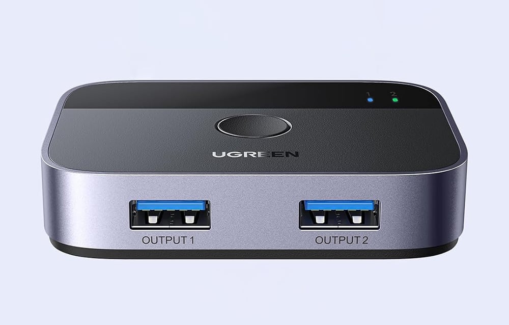 Ugreen CM757 switch, USB 3.0, 5 Gbps, 2×2, 2x USB kábel 1,5 m, fekete 3