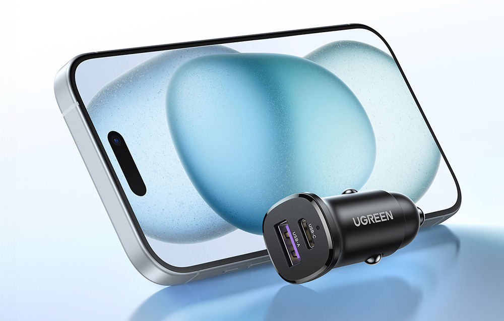 Ugreen EC305 autós töltő, USB-C, USB, 30W, fekete 5