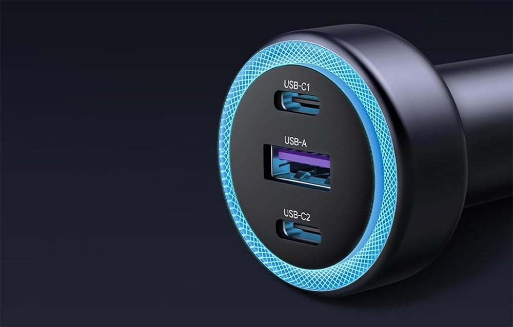 UGREEN EC307 autós töltő, USB + 2X USB-C, 30W, fekete 2