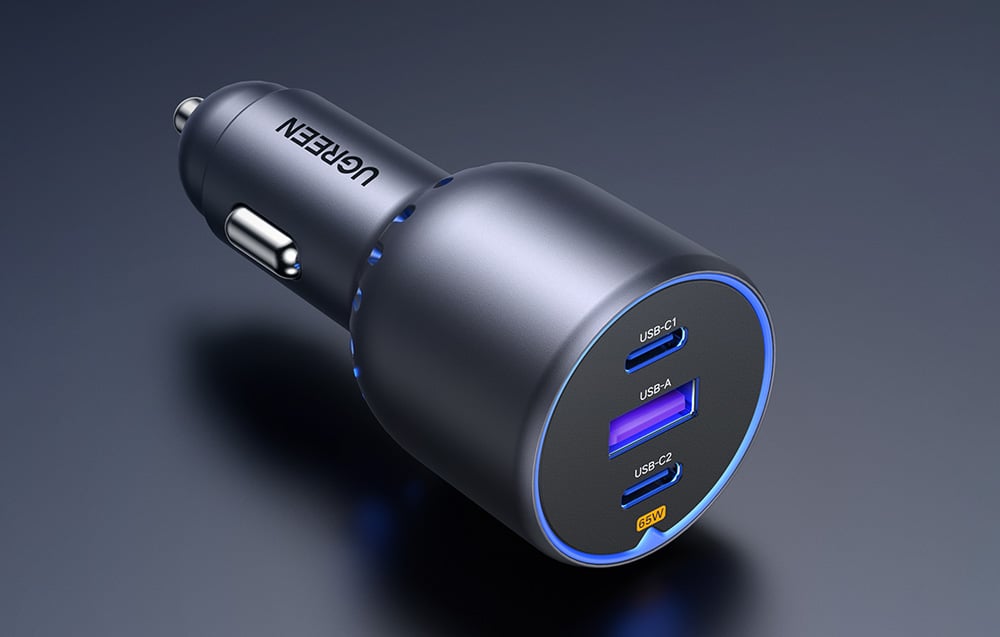 Ugreen EC703 autós töltő, 2x USB-C, 75W, fekete 1