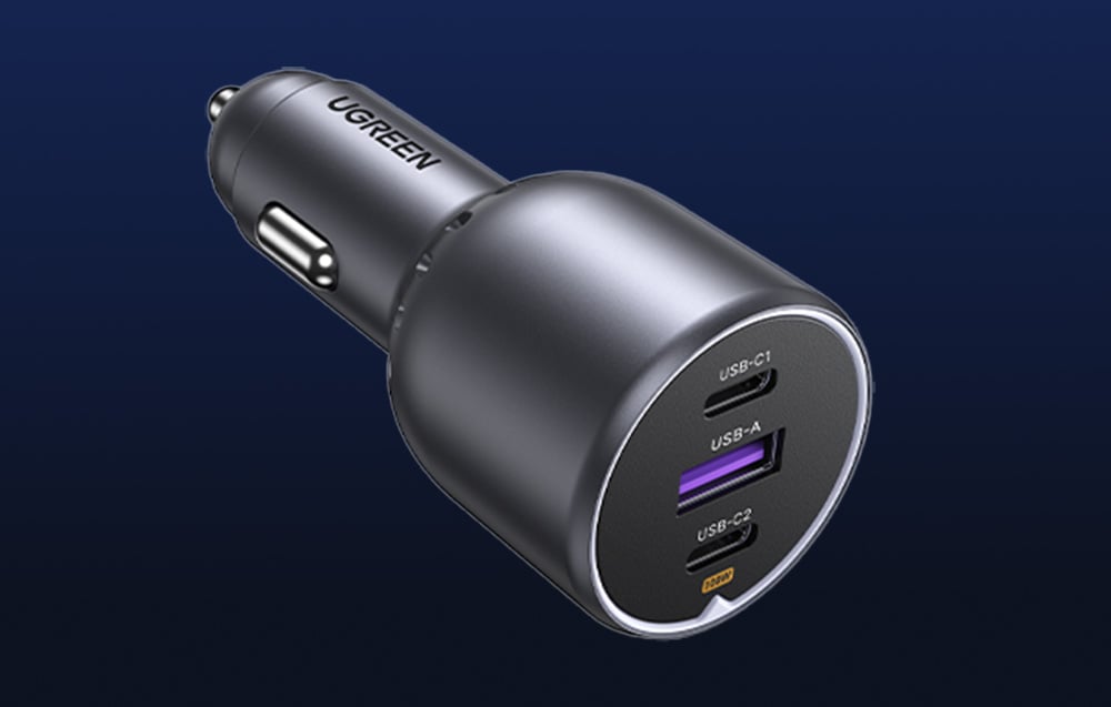 Ugreen EC705 autós töltő, 2x USB-C, USB, 130W, fekete 5