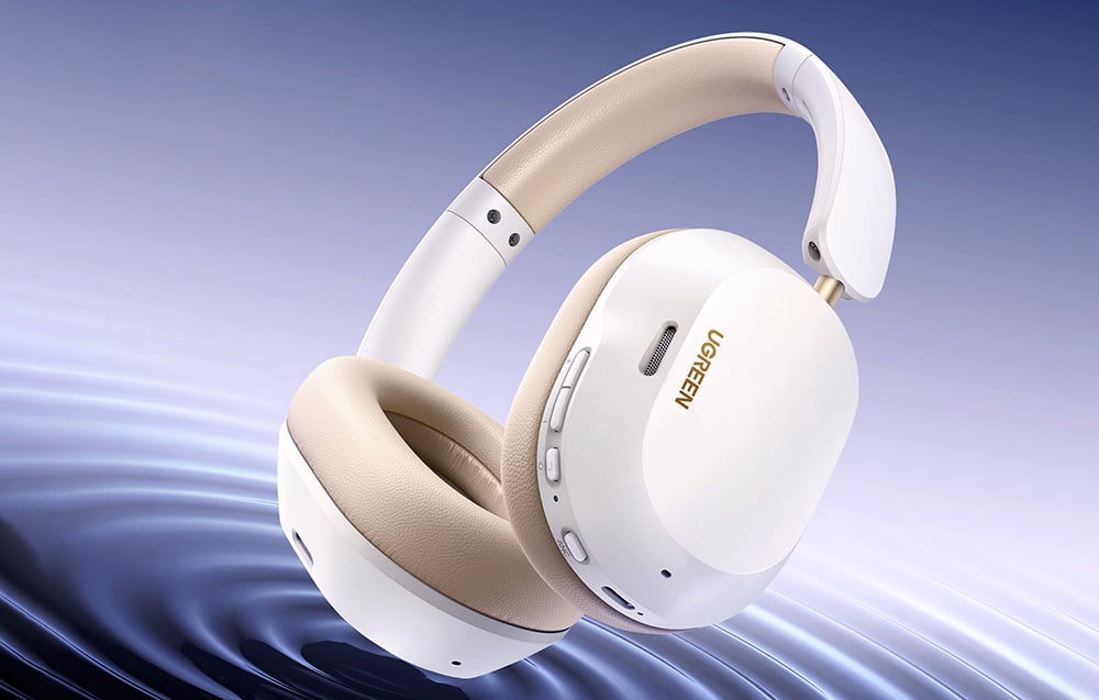 Ugreen HiTune Max 5C vezeték nélküli fejhallgató, hibrid ANC, Bluetooth 5.4, fehér 1