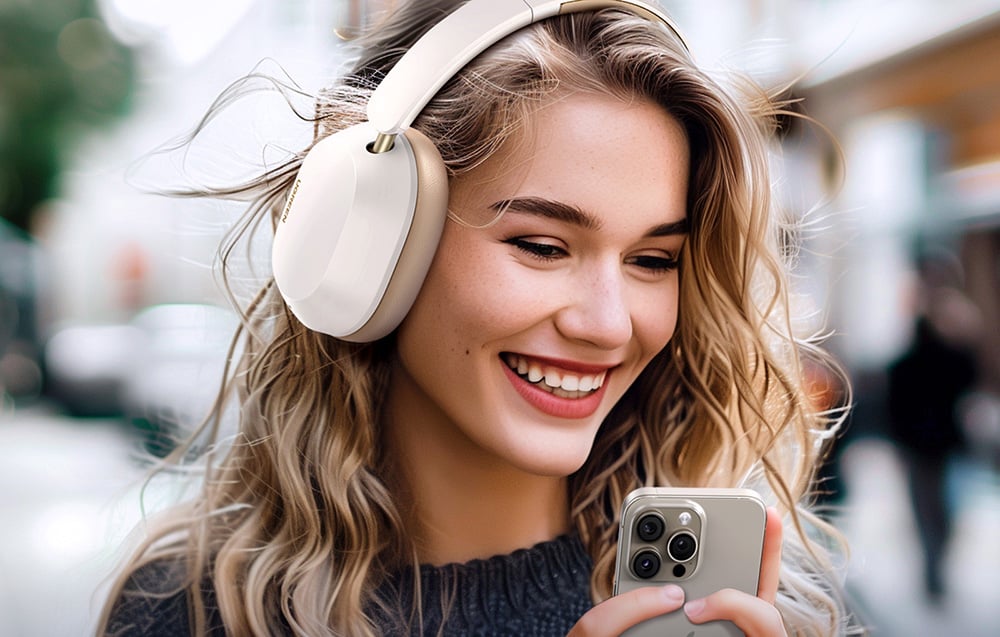 Ugreen HiTune Max 5C vezeték nélküli fejhallgató, hibrid ANC, Bluetooth 5.4, fehér 3