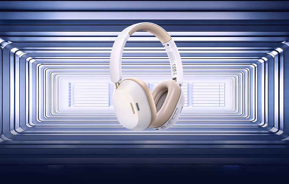 Ugreen HiTune Max 5C vezeték nélküli fejhallgató, hibrid ANC, Bluetooth 5.4, fehér 4