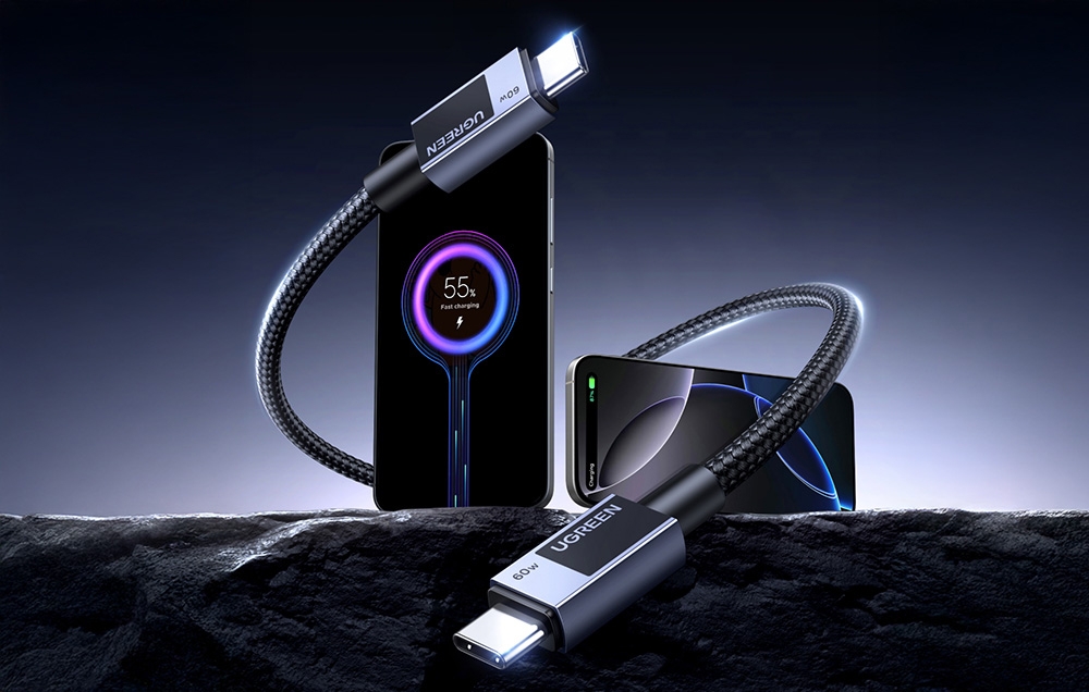 UGREEN L524 kábel, USB-C 2.0-USB-C 2.0, PD, 60W, 0,5m, szürke 5