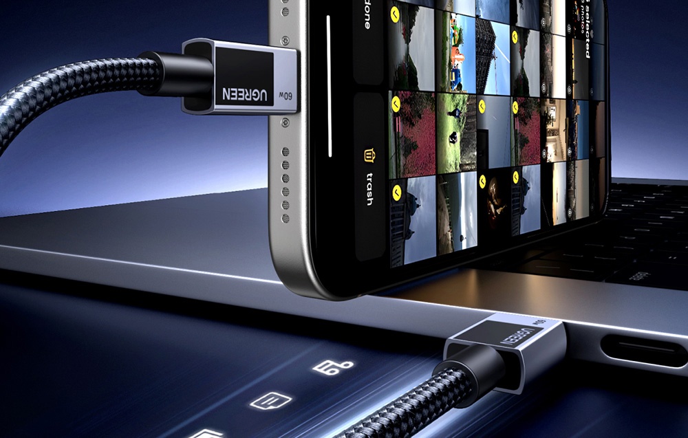 UGREEN L524 kábel, USB-C-USB-C, 60W, 2m, PD, szürke 2