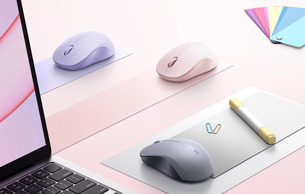 Ugreen M331 vezeték nélküli multi-mode egér, Bluetooth 5.4 (rózsaszín) 5