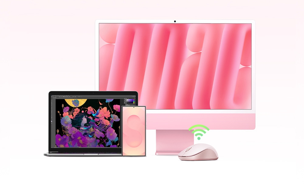 Ugreen M331 vezeték nélküli multi-mode egér, Bluetooth 5.4 (rózsaszín) 6