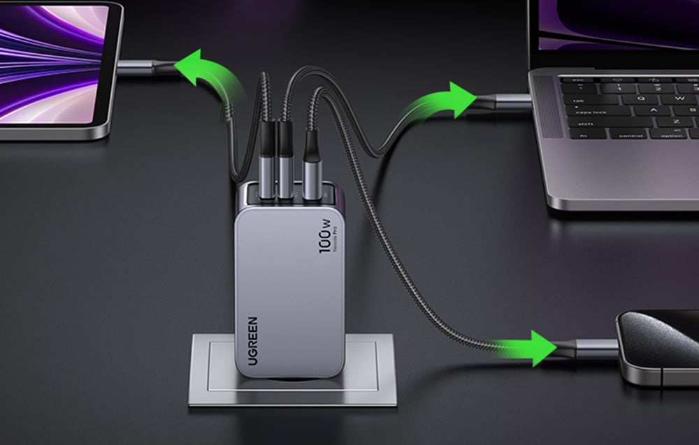 Ugreen Nexode Pro fali töltő, 100W, GaN, USB, 2x USB-C, szürke 2