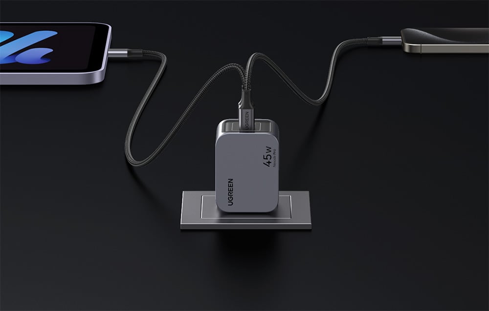 Ugreen Nexode Pro fali töltő, 45W, 2x USB-C, szürke 1