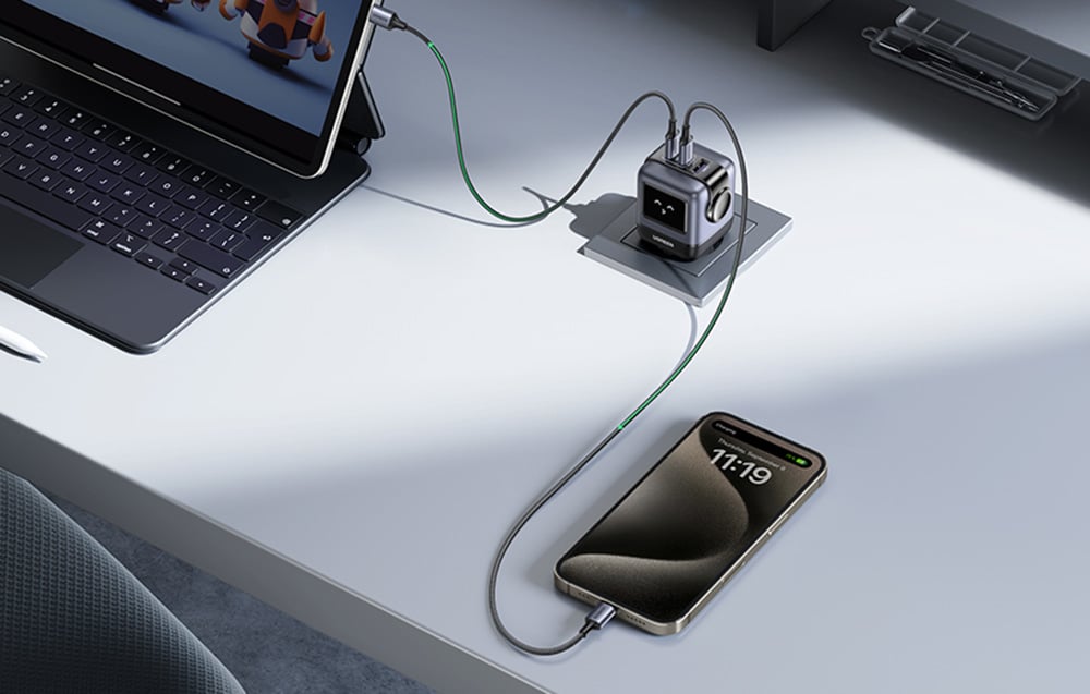 Ugreen Nexode RG Robot hálózati töltő, GaN, 2x USB-C USB, 65W, fekete 3