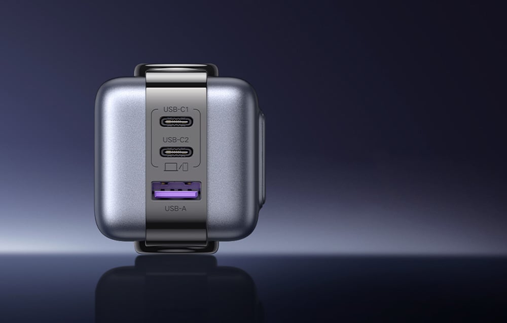 Ugreen Nexode RG Robot hálózati töltő, GaN, 2x USB-C USB, 65W, fekete 6