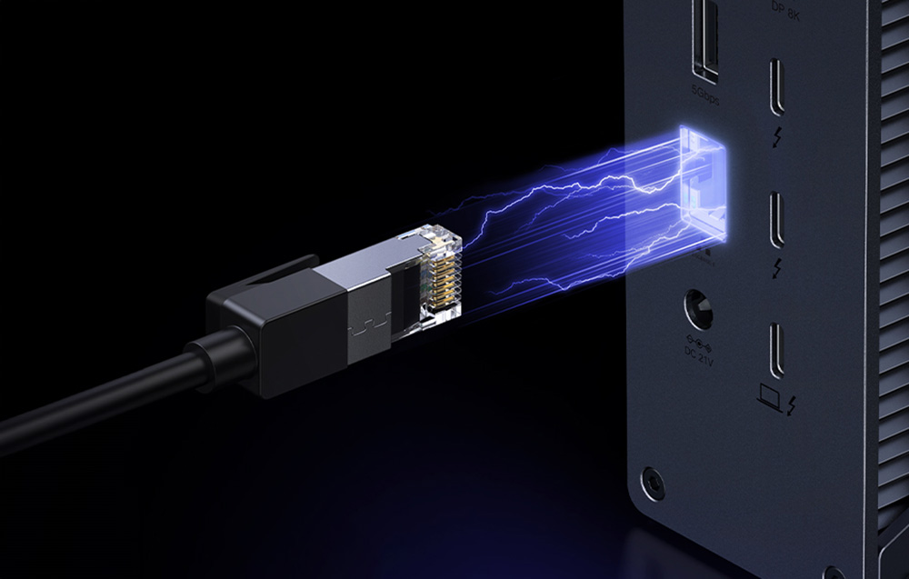 Ugreen U710, 2x Thunderbolt 4, DisplayPort 8K 30Hz, 4x USB, USB-C, RJ45, SD/TF, AUX, PD 90W, szürke 5