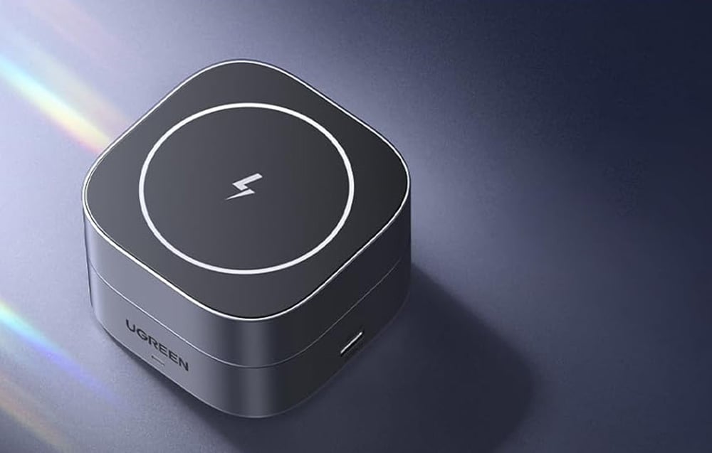 Ugreen W256 Qi induktív töltő 2:1 iPhone-hoz, AirPods-hoz, 20W, fekete, USB-C - USB-C kábel 1m 1