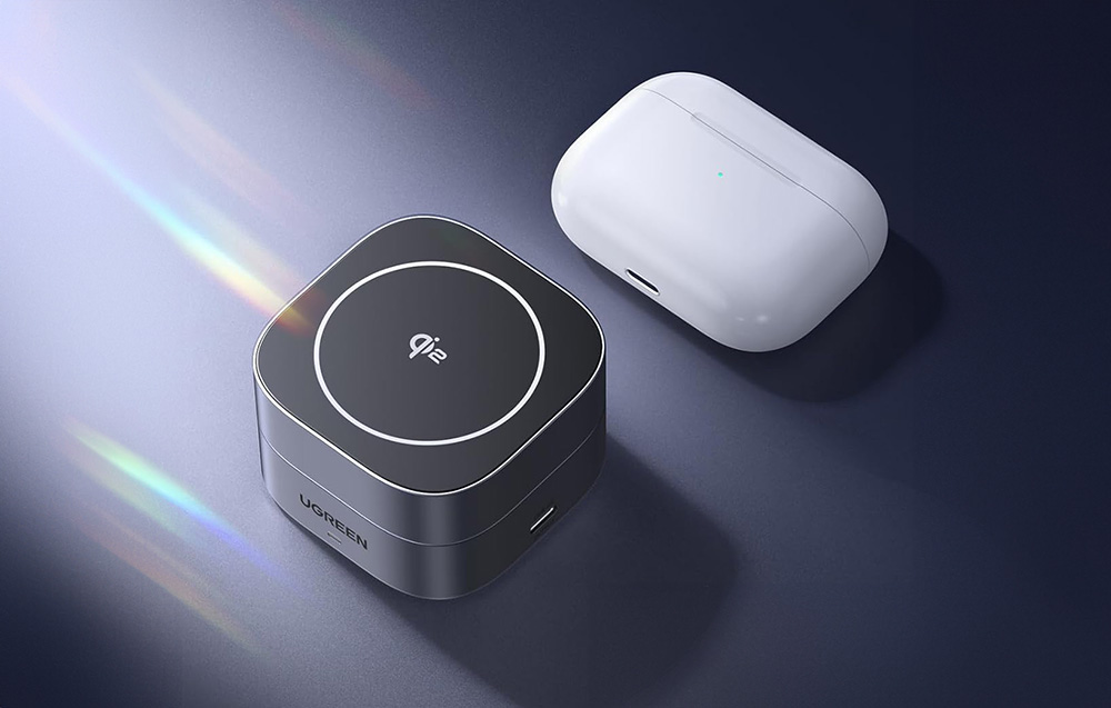 Ugreen W702, Qi 2-in-1 induktív töltő, iPhone, AirPods, 15W, szürke 1
