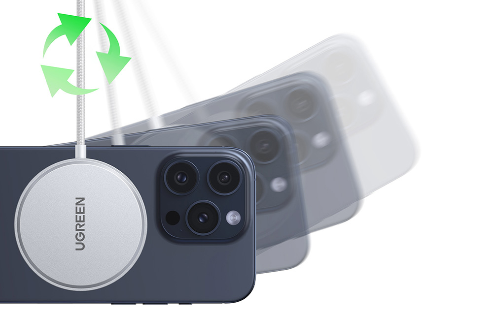 Ugreen  W703 vezeték nélküli töltő, Qi2, MagSafe, 15W, iOS eszközökhöz 4