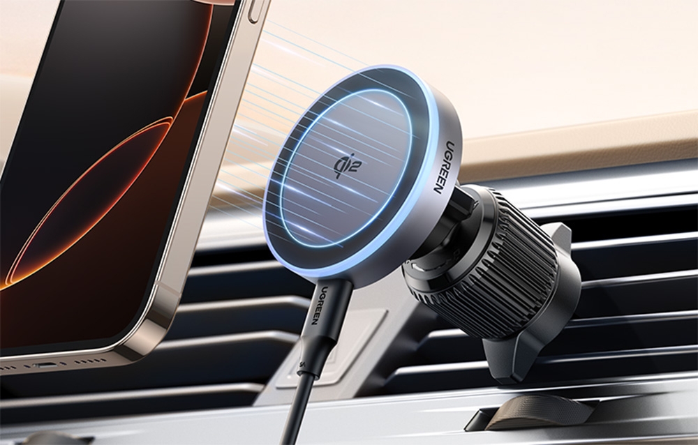 UGREEN W708 mágneses, vezeték nélküli autós töltő, 15W 1