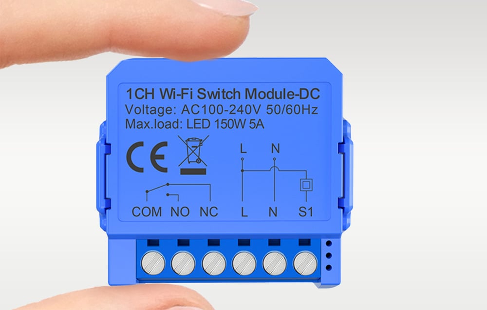 Intelligens 1 csatornás WiFi kapcsolómodul feszültségmentes egyenáramú érintkezővel Avatto WSM16-DC-1 1